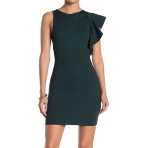 Max + Ash Bodycon Flutter Sleeve Dress In Green S